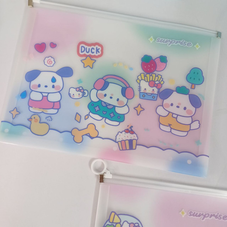 پوشه زیپ کیپ A4 سه بعدی طرح فانتزی کیتی