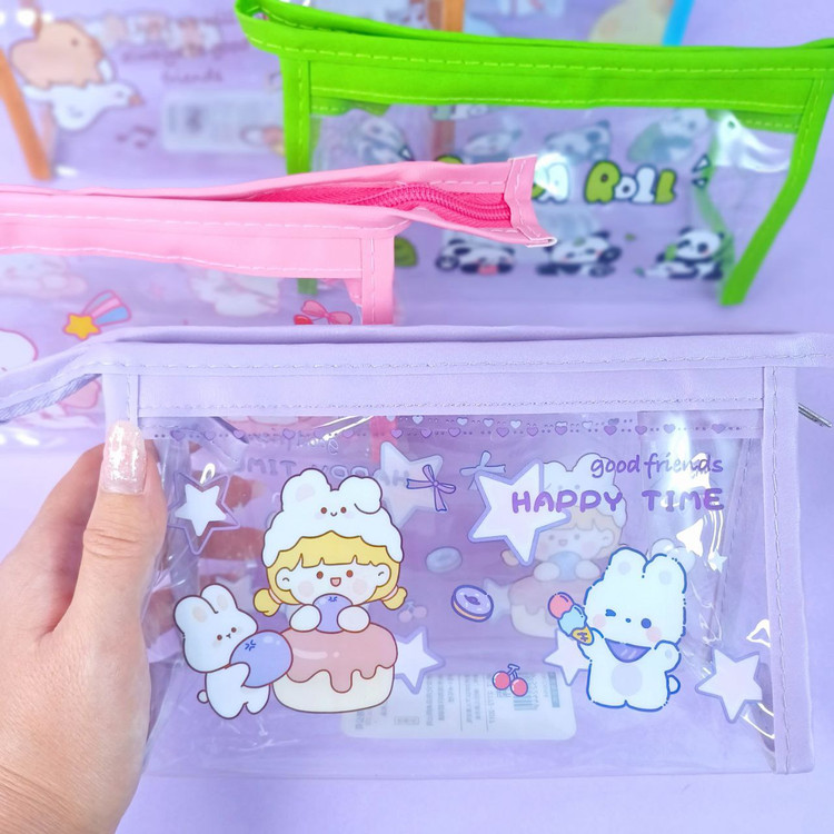 جامدادی شفاف برند موکا دور چرمی طرح فانتزی (19 * 13 س)