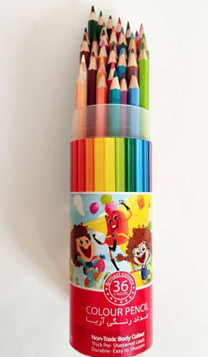 مداد رنگی 36 رنگ برند آریا لوله ای با کیفیت