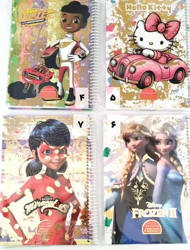 دفتر خطی جلد سخت برند آیلار 100 برگ جلد طلاکوب طرح های فانتزی